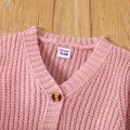 Toddler Girl Button Design Waffle Knit Sweater Cardigan Pink