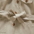 Toddler Girl 100% Cotton Button Design Solid Belted Trench Coat Beige