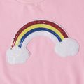 2-piece Kid Girl Rainbow Sequined Bell sleeves Pullover Sweatshirt and Striped Pants Set Pink