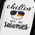 Christmas Snowman Face and Letter Print Family Matching Long-sleeve Pajamas Sets (Flame Resistant) Black/White