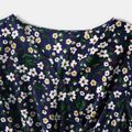 All Over Floral Print Dark Blue Short-sleeve Midi Dress for Mom and Me Dark Blue