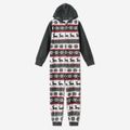 Christmas Print Family Matching Hooded Thickened Long-sleeve Polar Fleece Onesies Pajamas Sets (Flame Resistant) Dark Grey image 3