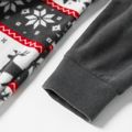 Christmas Print Family Matching Hooded Thickened Long-sleeve Polar Fleece Onesies Pajamas Sets (Flame Resistant) Dark Grey