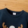 Toddler Boy Christmas Deer Snowflake Pattern Sweater Bluish Grey