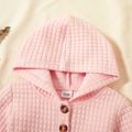 Toddler Girl Textured Button Design Hooded Sweatshirt Dress Light Pink