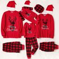 Christmas Deer and Letter Embroidered Red Family Matching Long-sleeve Thickened Polar Fleece Pajamas Sets (Flame Resistant) Red image 2
