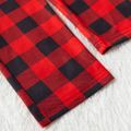 Christmas Letter Print Family Matching Red Plaid Raglan Long-sleeve Pajamas Sets (Flame Resistant) Color block image 5