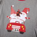 Christmas Cartoon Gnomes Driving Car Print Grey Family Matching Long-sleeve Pajamas Sets (Flame Resistant) Grey