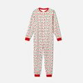 Christmas All Over String Lights Print Family Matching Long-sleeve Onesies Pajamas Sets (Flame Resistant) Green/White/Red