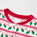 Christmas All Over String Lights Print Family Matching Long-sleeve Onesies Pajamas Sets (Flame Resistant) Green/White/Red image 3