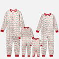Christmas All Over String Lights Print Family Matching Long-sleeve Onesies Pajamas Sets (Flame Resistant) Green/White/Red image 1