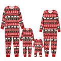 Christmas Polar Bear and Letter All Over Print Red Family Matching Long-sleeve Onesies Pajamas Sets (Flame Resistant) Multi-color image 2