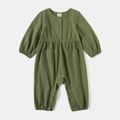100% Cotton Army Green Sleeveless Cami Belted Jumpsuits for Mom and Me Army green