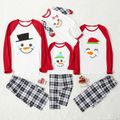 Christmas Snowman Face Print Family Matching Long-sleeve Pajamas Sets (Flame Resistant) Black/White/Red
