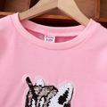 Kid Girl Flip Sequin Unicorn Pattern Pink Pullover Sweatshirt Pink image 5