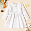Toddler Girl Bowknot Design Cable Knit Long-sleeve Solid Dress White image 5