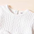 Toddler Girl Bowknot Design Cable Knit Long-sleeve Solid Dress White image 2