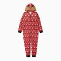 Christmas Deer Print Red Family Matching Long-sleeve Hooded Jumpsuits Pajamas Sets (Flame Resistant) Red