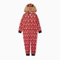Christmas Deer Print Red Family Matching Long-sleeve Hooded Jumpsuits Pajamas Sets (Flame Resistant) Red