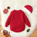 Christmas 2pcs Gingerbread Man Pattern Red Long-sleeve Baby Knitted Sweater Romper Set Red