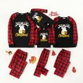 Christmas Deer and Print Family Matching Plaid Long-sleeve Pajamas Sets (Flame Resistant) Red image 1