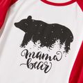 Christmas Bear and Letter Print Family Matching Red Raglan Long-sleeve Pajamas Sets (Flame Resistant) Red/White
