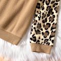 Kid Girl Leopard Print Fuzzy Pullover Sweatshirt Brown image 3