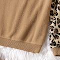 Kid Girl Leopard Print Fuzzy Pullover Sweatshirt Brown