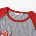 Christmas Reindeer and Letter Print Red Family Matching Raglan Long-sleeve Plaid Pajamas Sets (Flame Resistant) Color block image 4