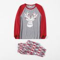 Christmas Deer and Letter Print Family Matching Red Raglan Long-sleeve Pajamas Sets (Flame Resistant) Color block