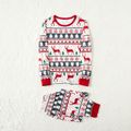 Christmas All Over Reindeer Print Family Matching Long-sleeve Pajamas Sets (Flame Resistant) Red/White image 4