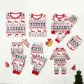 Christmas All Over Reindeer Print Family Matching Long-sleeve Pajamas Sets (Flame Resistant) Red/White image 1