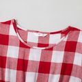 Red and White Plaid Short-sleeve Family Matching Sets(Midi Dresses and Colorblock T-shirts) Red/White
