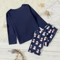 2-piece Kid Boy Bear Print Long-sleeve Top and Pants Pajamas Lounge Set Blue