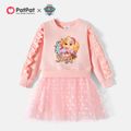 PAW Patrol Toddler Girl Skye Flounce Cotton and Mesh Dress Light Pink