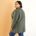 Women Plus Size Basics Shawl Collar Open Front Coat Dark Green