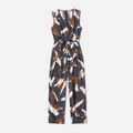 All Over Graffiti Print Grey Sleeveless Belted Jumpsuits for Mom and Me Grey