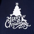Christmas Tree Reindeer and Letter Print Blue Family Matching Long-sleeve Pajamas Sets (Flame Resistant) Royal Blue