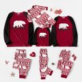 Christmas Bear and Letter Print Family Matching Raglan Long-sleeve Pajamas Sets (Flame Resistant) Burgundy