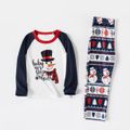 Christmas Snowman and Letter Print Family Matching Raglan Long-sleeve Pajamas Sets (Flame Resistant) White