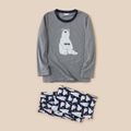Christmas Polar Bear and Letter Print Grey Family Matching Long-sleeve Pajamas Sets (Flame Resistant) Dark Grey image 3