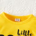 2pcs Baby Boy Letter Print Solid Long-sleeve Sweatshirt and Trousers Set Yellow
