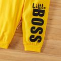 2pcs Baby Boy Letter Print Solid Long-sleeve Sweatshirt and Trousers Set Yellow