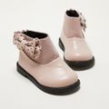 Toddler / Kid Polka Dots Bowknot Decor Back Zipper Knit Splicing Boots Pink
