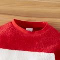 Christmas 2pcs Santa Pattern Red Baby Long-sleeve Fleece Jumpsuit Set Red