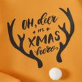 Kid Boy/Kid Girl Christmas Deer Letter Print Pompom Design Hoodie Sweatshirt Yellow