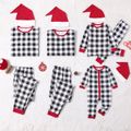 Christmas Black Plaid Family Matching Long-sleeve Pajamas Sets (Flame Resistant) Black/White image 2