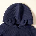 2-piece Kid Girl Ear Design Fuzzy Pocket Textured Hoodie Sweatshirt and Pants Set Blue