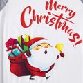 Christmas Cartoon Santa and Letter Print Family Matching Raglan Long-sleeve Red Plaid Pajamas Sets (Flame Resistant) Color block