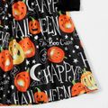 Halloween Pumpkin Letter Print Black Family Matching Long-sleeve Splicing Dresses and Sweatshirts Sets Black